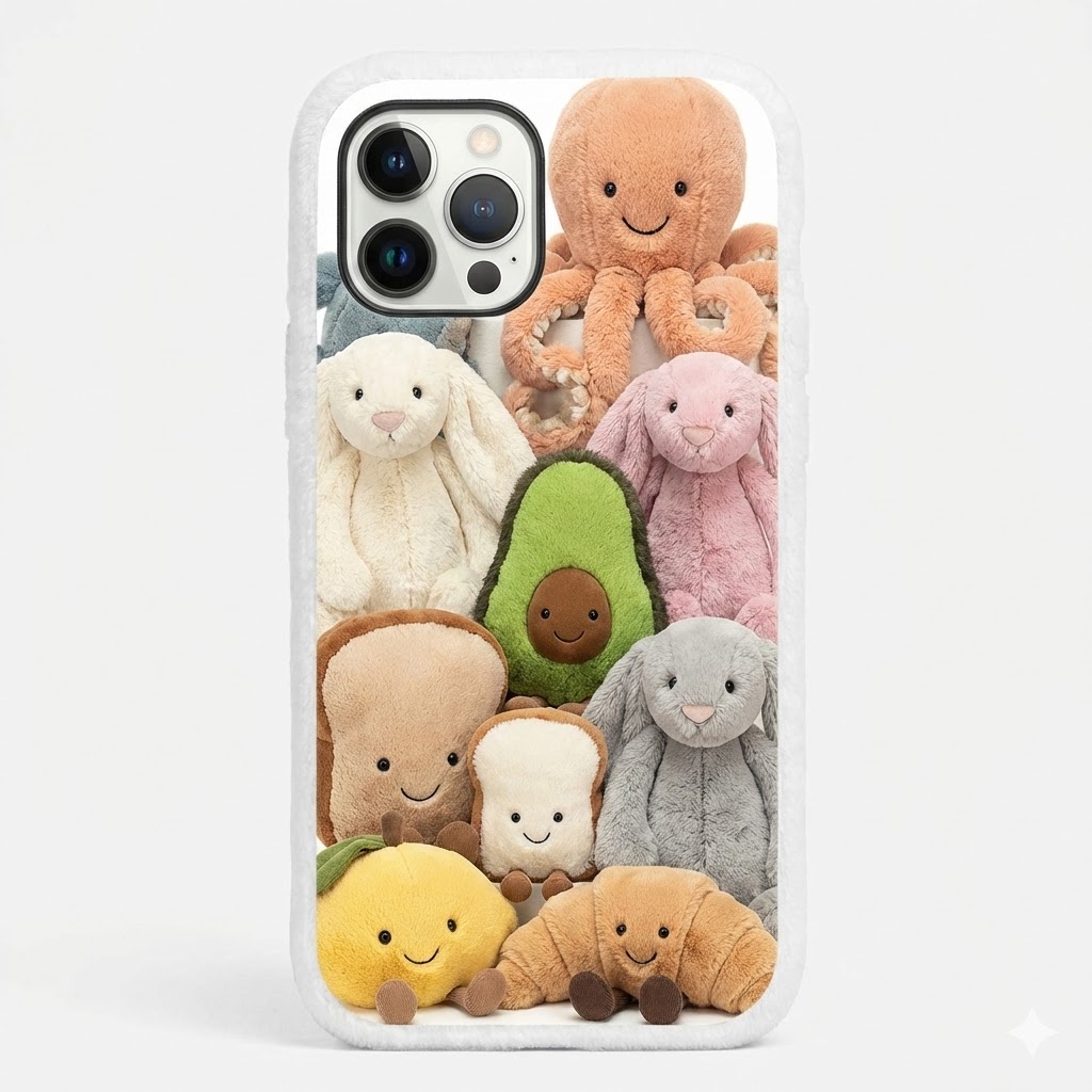 Чехол силиконовый цветной белый "Jellycat" для iPhone 16